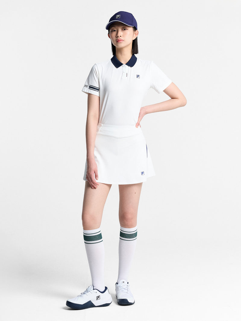 테니스 소로나 소매 배색 카라티