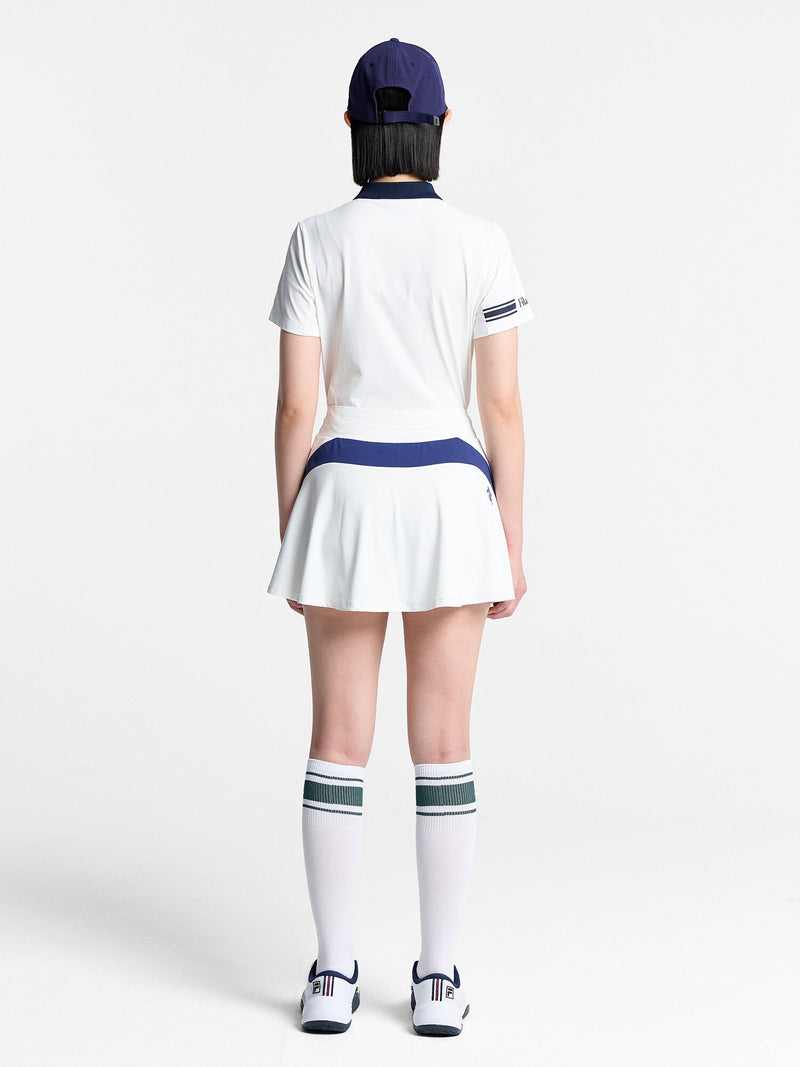 테니스 소로나 소매 배색 카라티