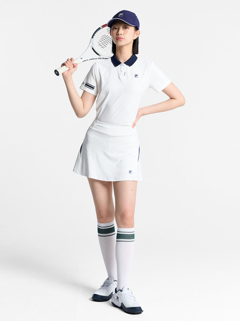 테니스 소로나 소매 배색 카라티