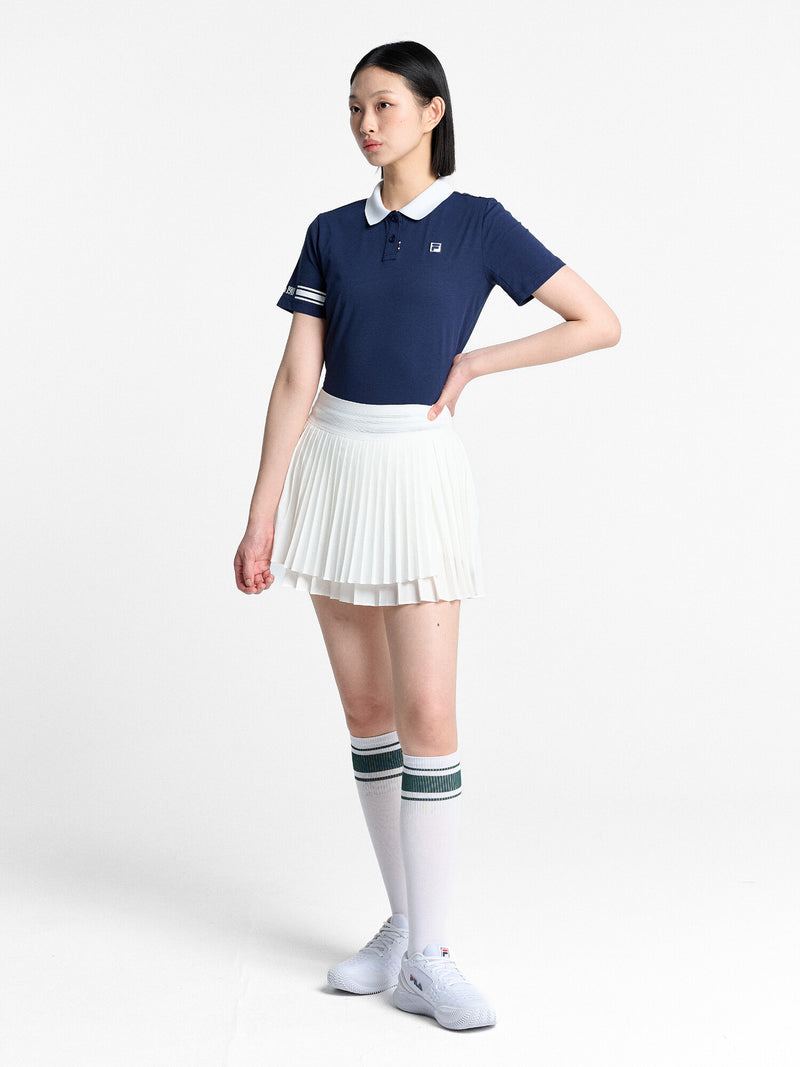 테니스 소로나 소매 배색 카라티