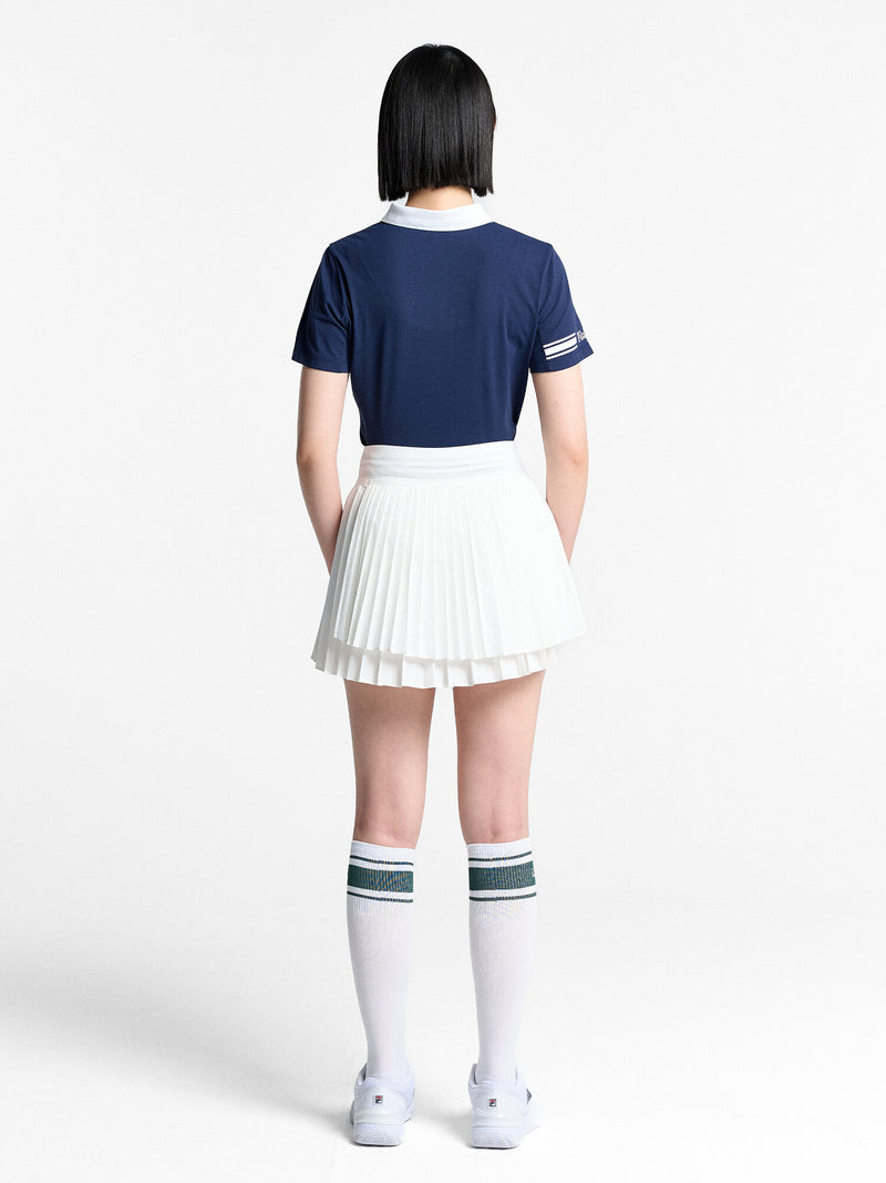 테니스 소로나 소매 배색 카라티