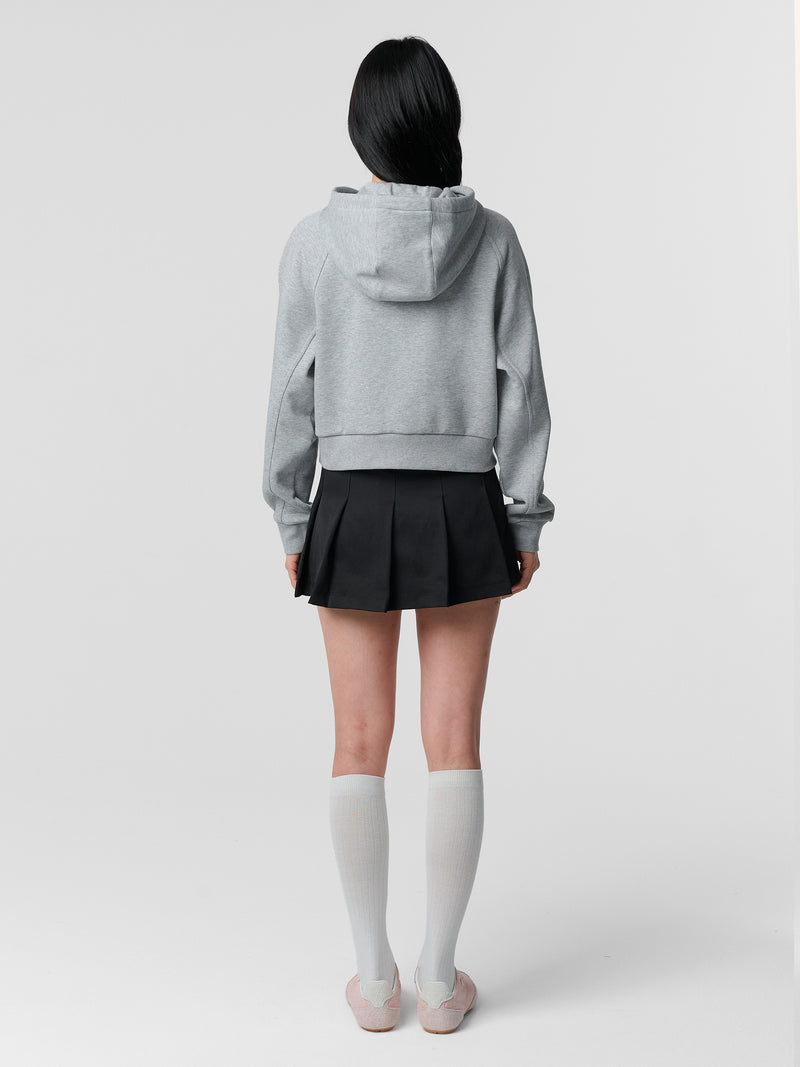 에센셜 세미크롭 후드 집업