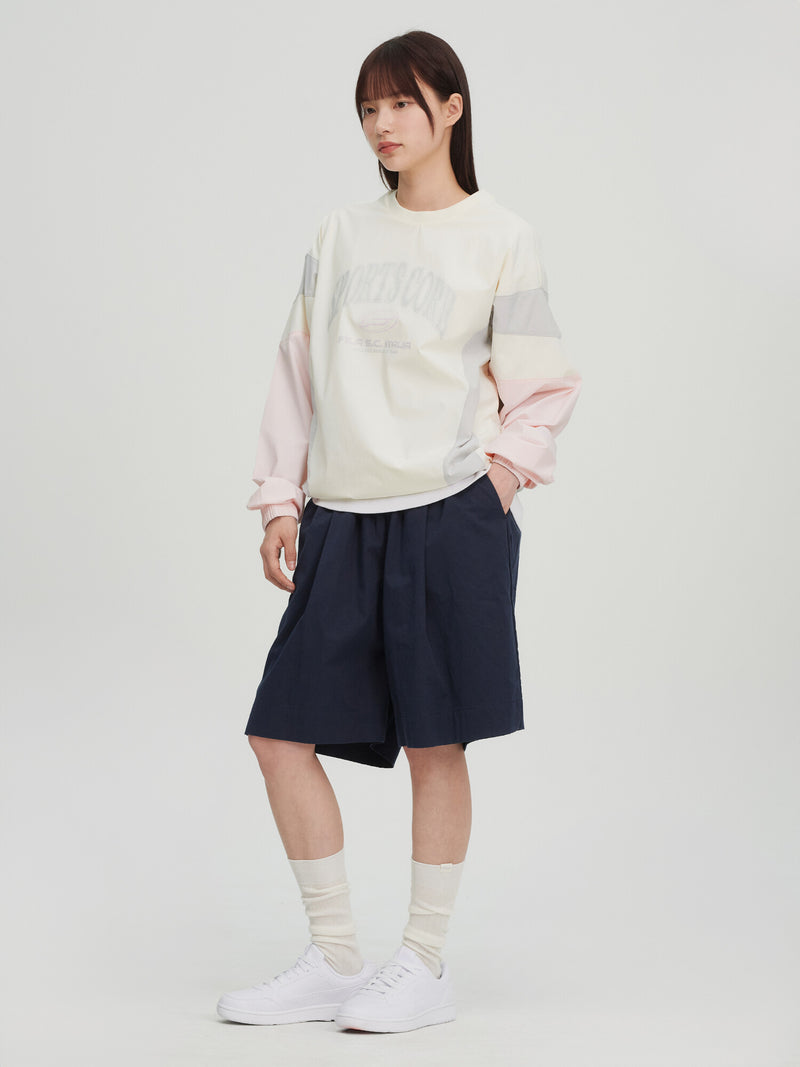 스트레치 우븐 컬러블럭 맨투맨