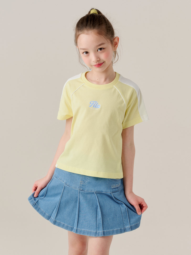 여아 소매 배색 티셔츠