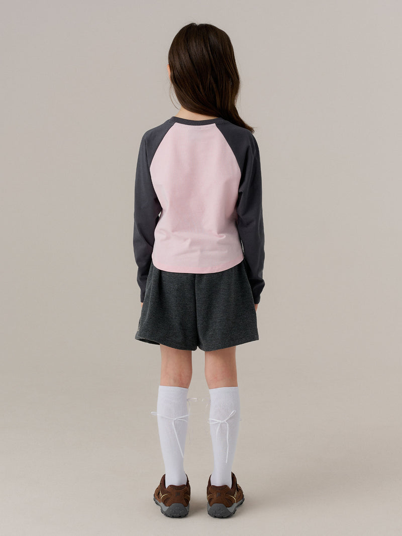 여아 라글란 크롭 티셔츠