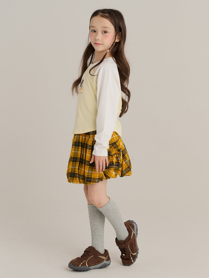 여아 라글란 크롭 티셔츠