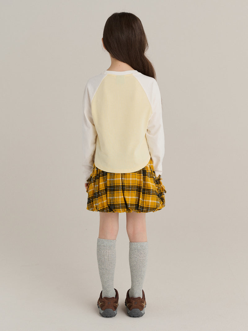 여아 라글란 크롭 티셔츠